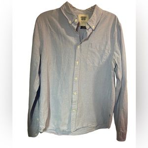 America Today light wash Button Down cotton light blue mens shirt large slim fit